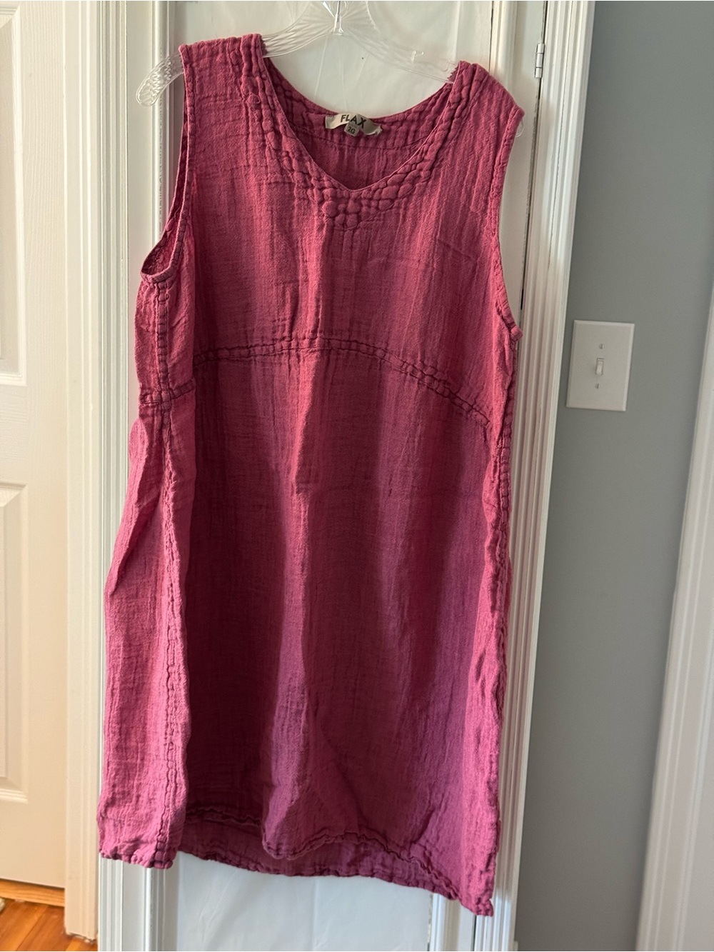 Flax Rose Semi-Sheer Linen V-neck Sleeveless Shift Dress Size 2G